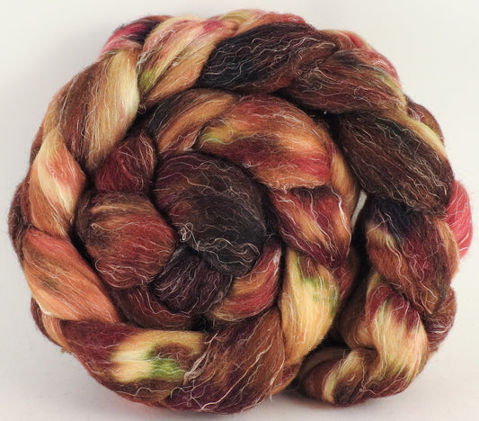 Batt in a Braid #29 - Campfire (5.3 oz.) Rambouillet / Tussah / Flax (40/40/20) - Inglenook Fibers