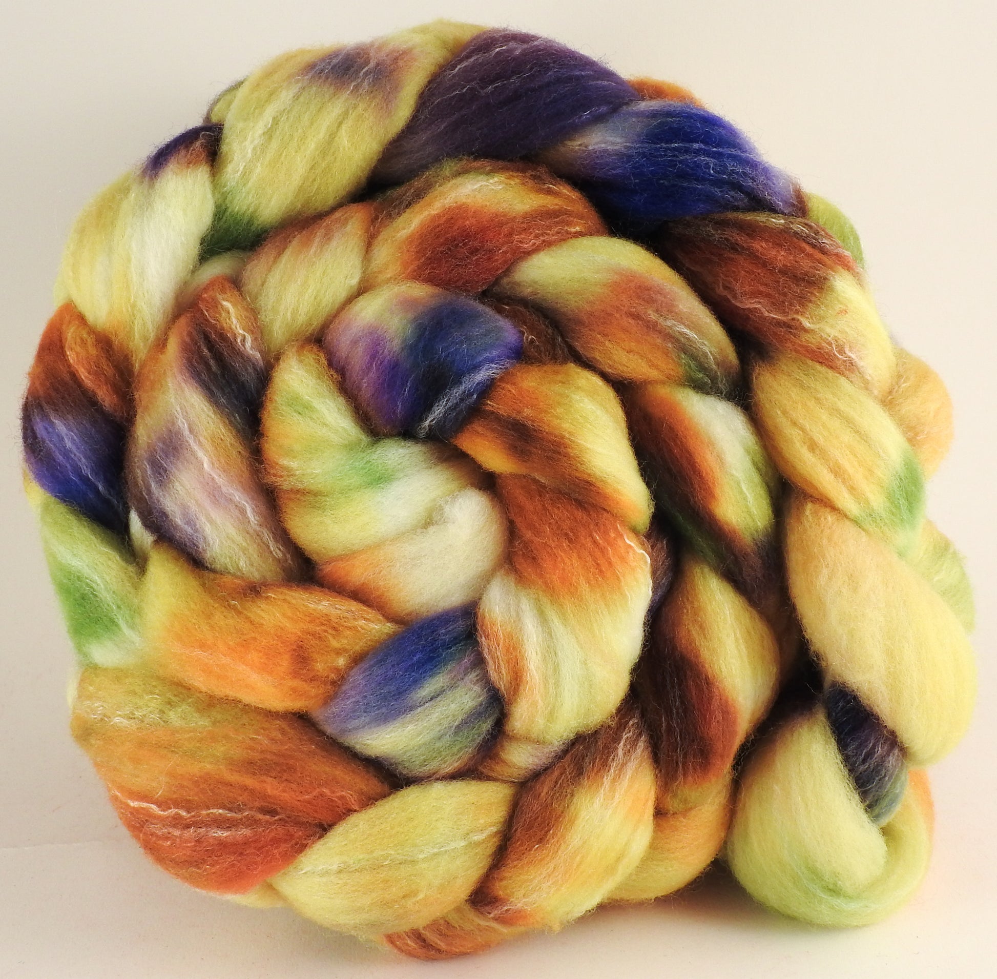 Hand dyed top for spinning -Field of Sunflowers - Targhee/silk/ bamboo ( 80/10/10) - Inglenook Fibers