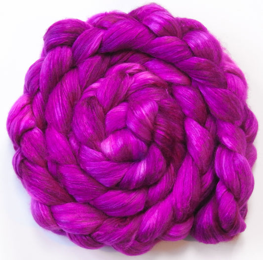 Dragonfruit (4.1 oz)- Batt in a Braid #54- Bleached YAK/Polwarth / Mulberry Silk (40/40/20)
