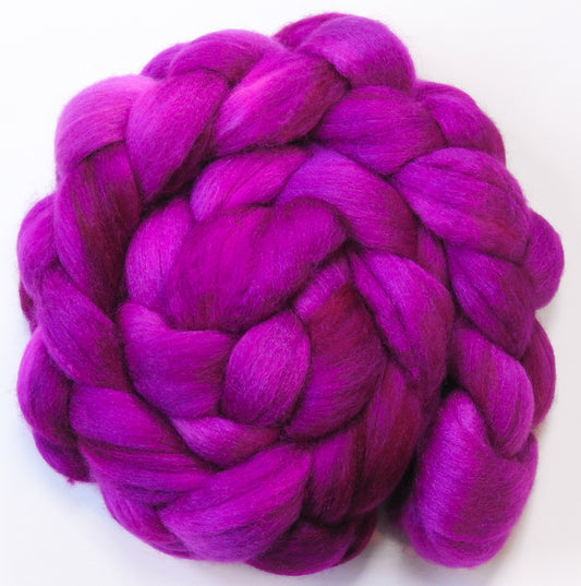 Dragonfruit (5.3 oz) Batt in a Braid #56- Superfine Merino/Tussah Silk/ Cashmere (60/25/15)