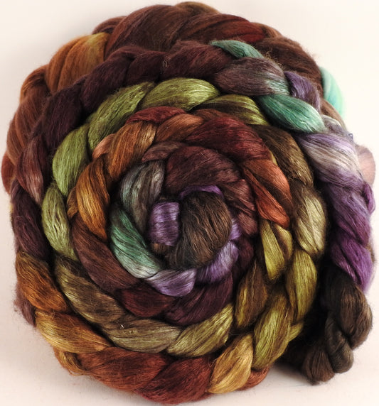 Hand dyed yak/ mulberry silk top -Bronze Oak (5.1 oz.) - YAK /silk (50/50) - Inglenook Fibers