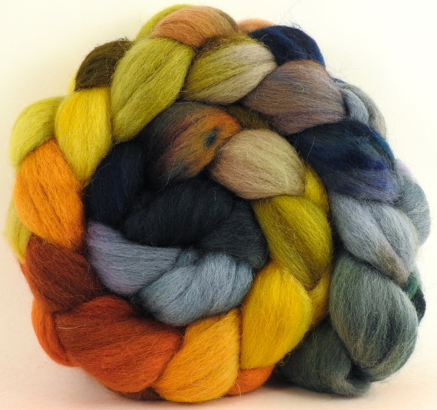 Golden Chain Tree -(6.2 oz)  Batt in a Braid #51 - Shropshire /Falkland / Kid Mohair (60/20/20)