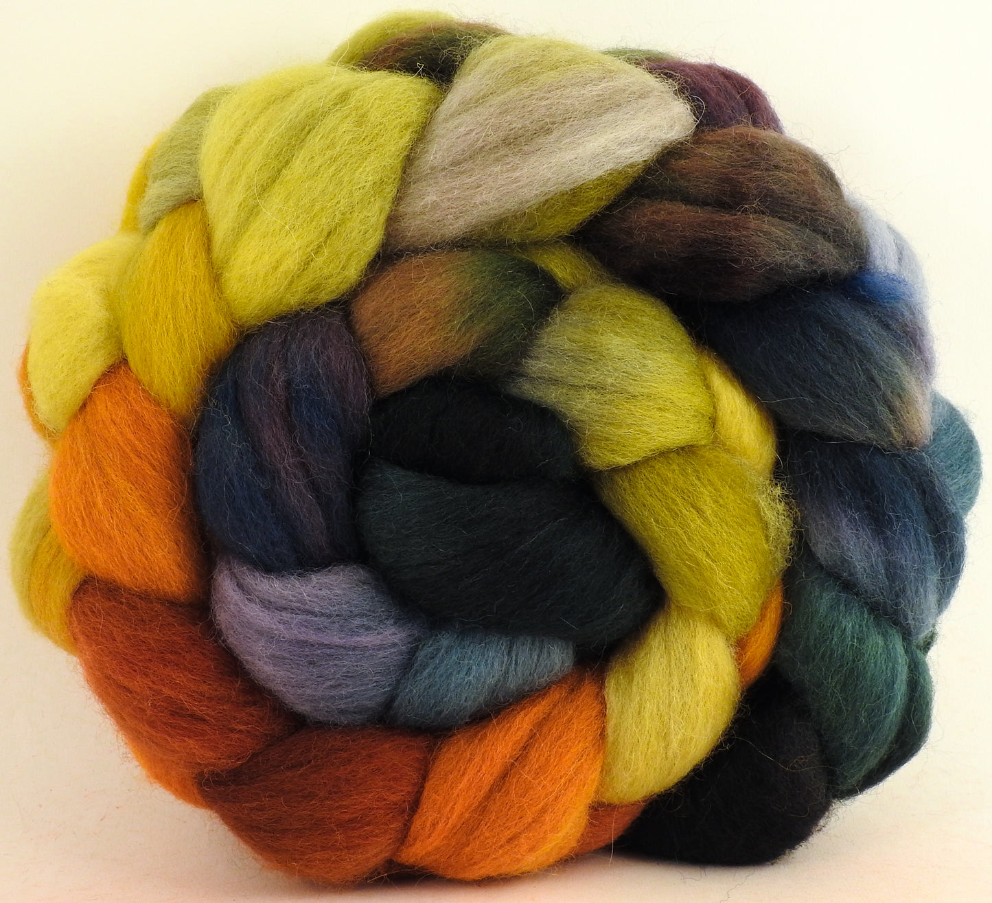 Golden Chain Tree -(6.2 oz)  Batt in a Braid #51 - Shropshire /Falkland / Kid Mohair (60/20/20)