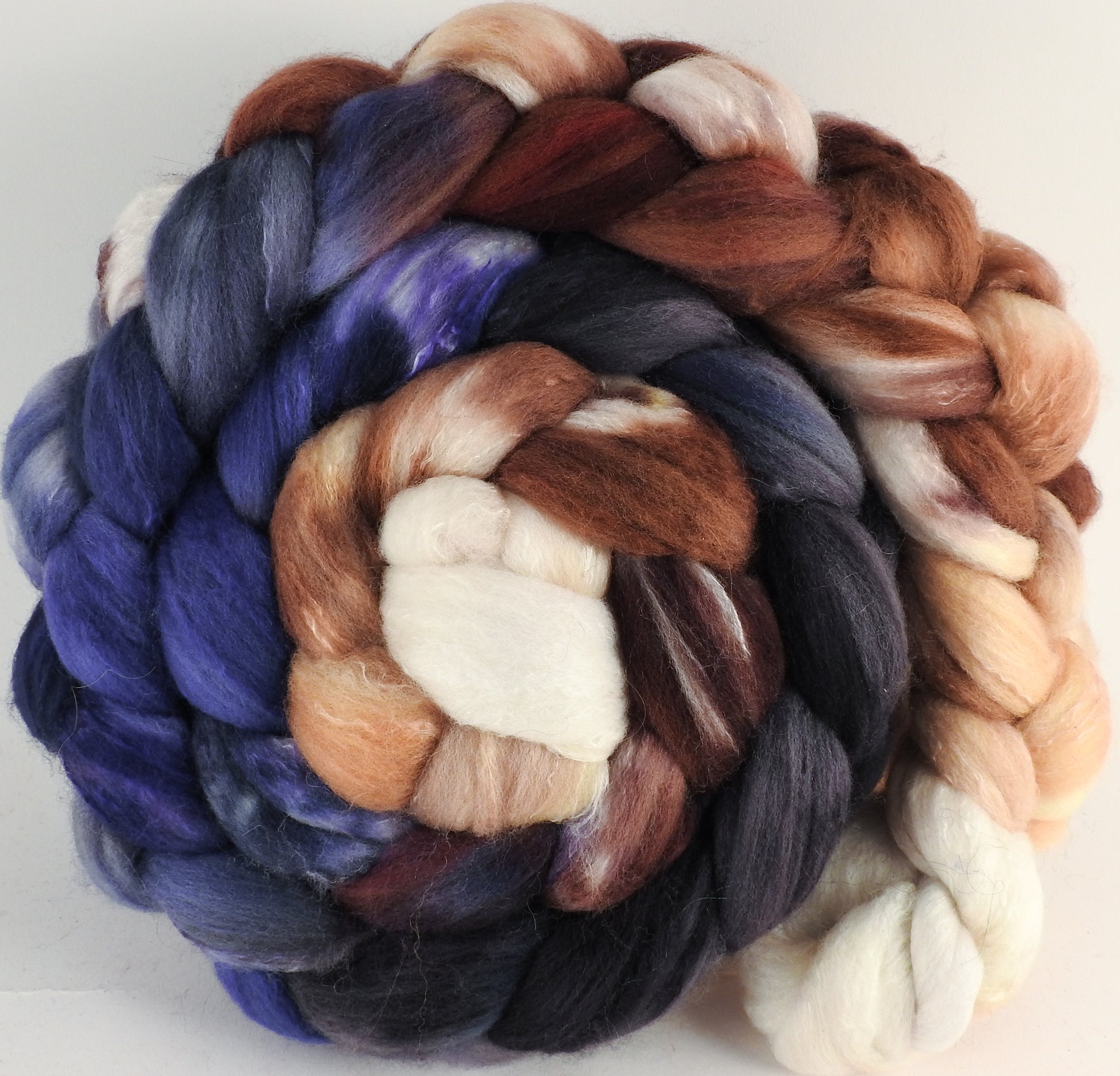 Hand dyed top for spinning - Kestrel - (5.3 oz) Organic Polwarth / Tussah silk (80/20) - Inglenook Fibers