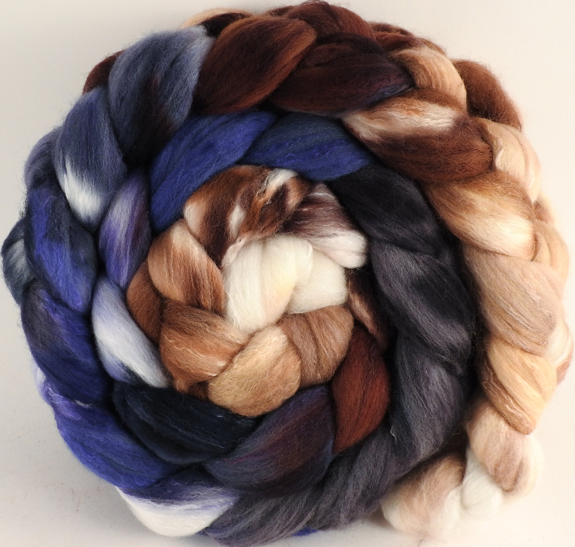 Hand dyed top for spinning - Kestrel - (5.3 oz) Organic Polwarth / Tussah silk (80/20) - Inglenook Fibers