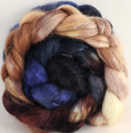 Hand-dyed wensleydale/ mulberry silk roving ( 65/35) - Kestrel - (5.2 oz.) - Inglenook Fibers