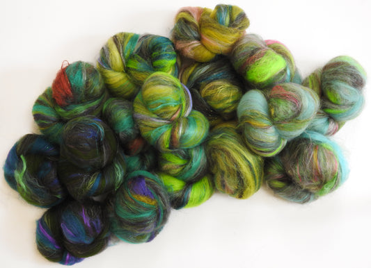 Photosynthesis  - (4 oz )Sparkle Sticklebatts -Merino Fleece, Hebridean wool, YAK, silk, flax , angelina