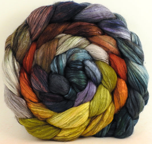 Golden Chain Tree (5.2 oz) - Batt in a Braid #9 - Superfine Merino/ Mulberry Silk / Black Alpaca (50/40/10)