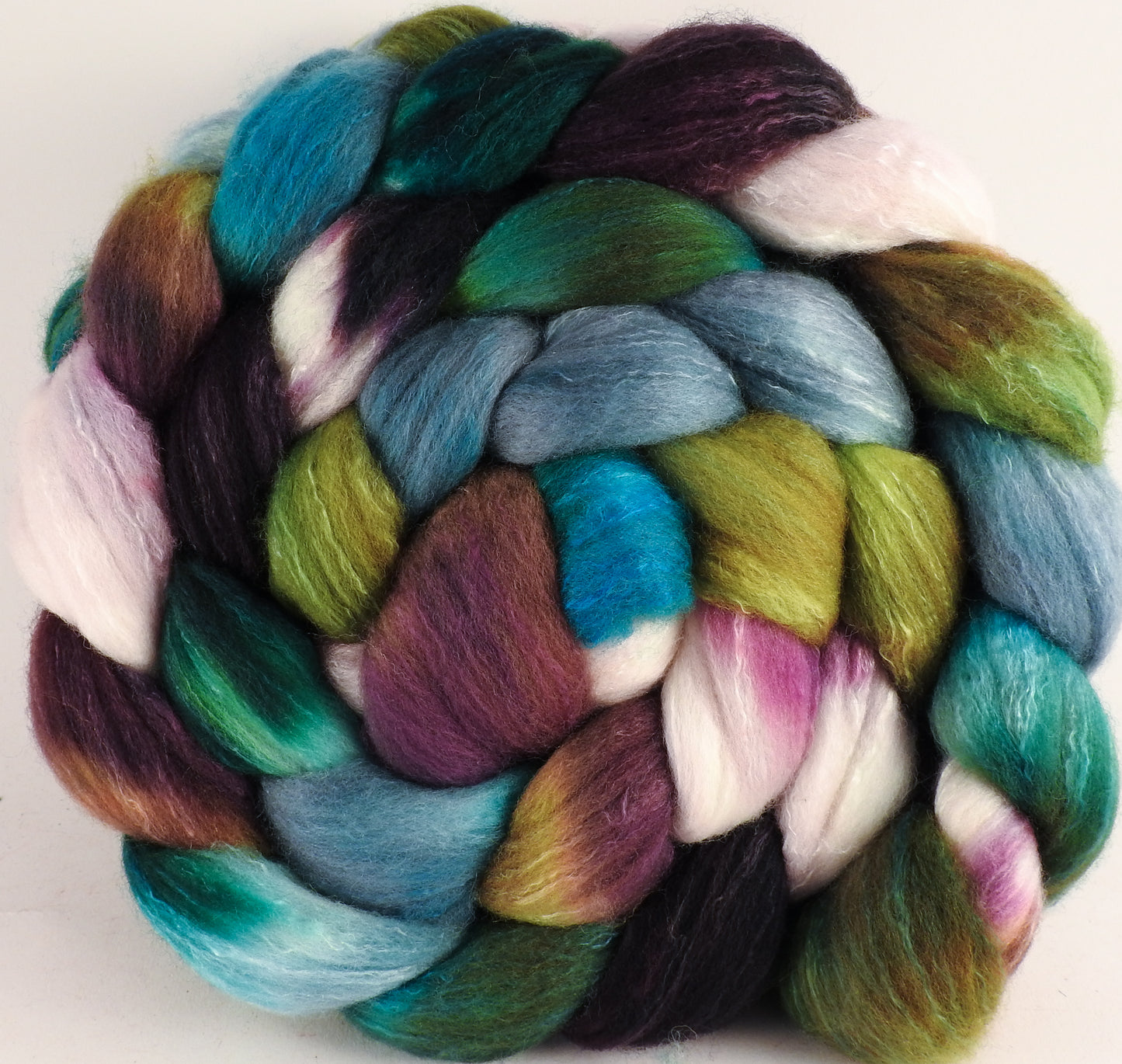 Hand dyed top for spinning - Bramble - (5.3 oz) Organic Polwarth / Tussah silk (80/20) - Inglenook Fibers