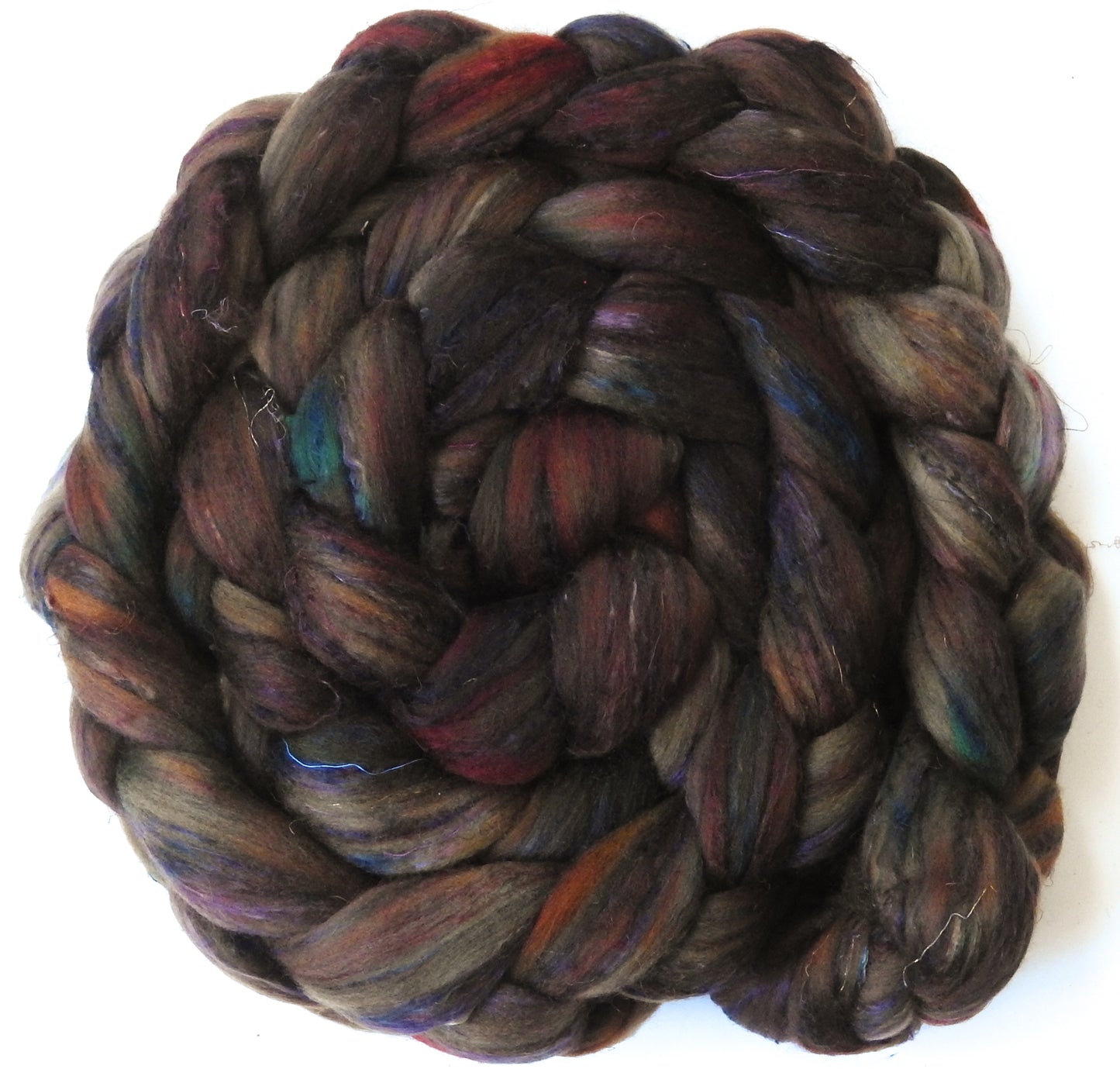 Pinecone (5.6 oz) - Batt in a Braid #39  - Falkland Merino/ Mulberry Silk / Sari Silk (50/25/25)