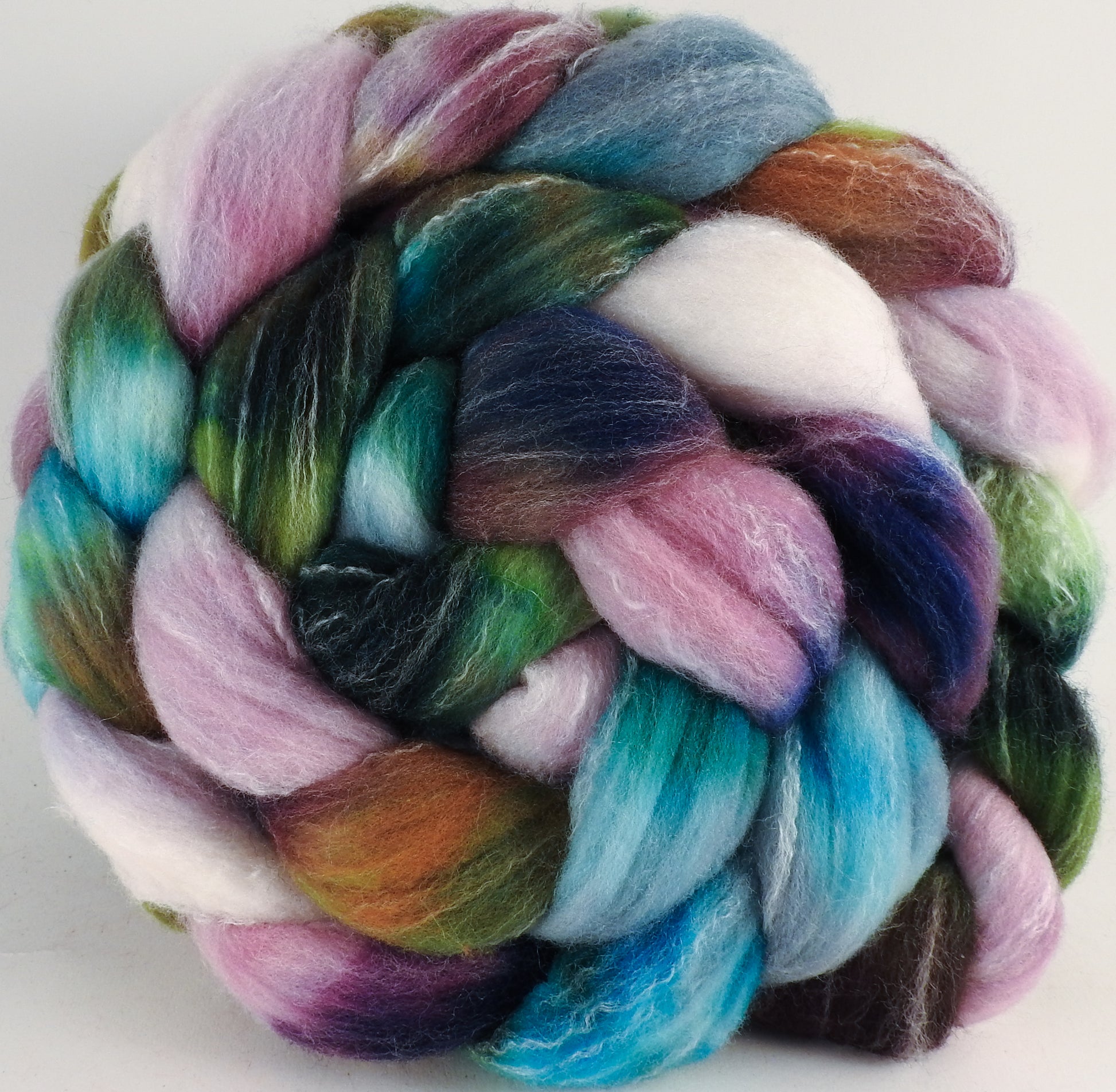 Hand dyed top for spinning - Bramble - (5.4 oz.) Targhee/silk/ bamboo ( 80/10/10) - Inglenook Fibers
