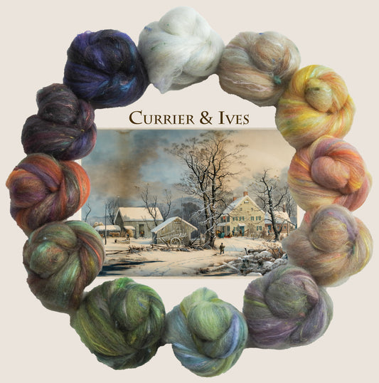 Sparkle Sticklebatts - Currier & Ives - 30% Corriedale X fleece; merino, polwarth, silk, bamboo, silk noil, angelina