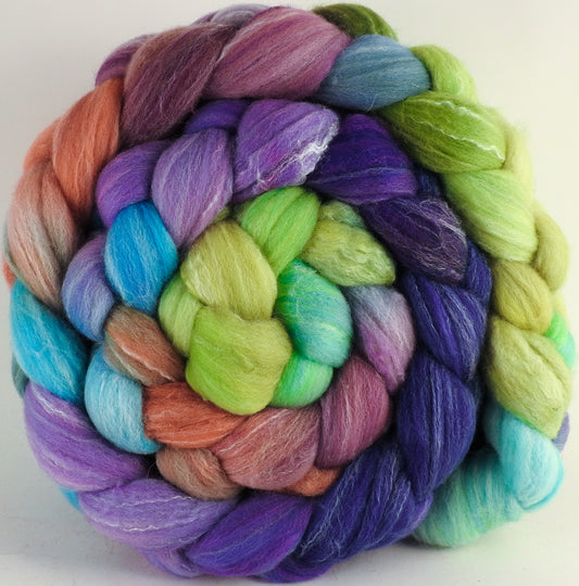 Hand dyed top for spinning - Sea Blooms - (5.5 oz.) Targhee/silk/ bamboo ( 80/10/10) - Inglenook Fibers