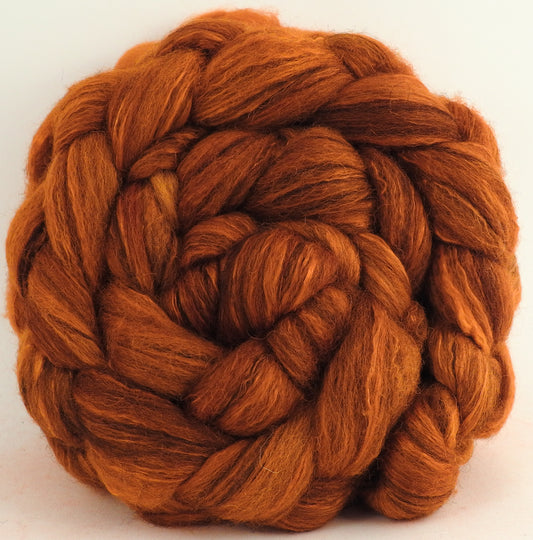 Pumpkin -(5.9 oz) Batt in a Braid #7 - Polwarth/ Manx / Mulberry silk/ Firestar (30/30/30/10)