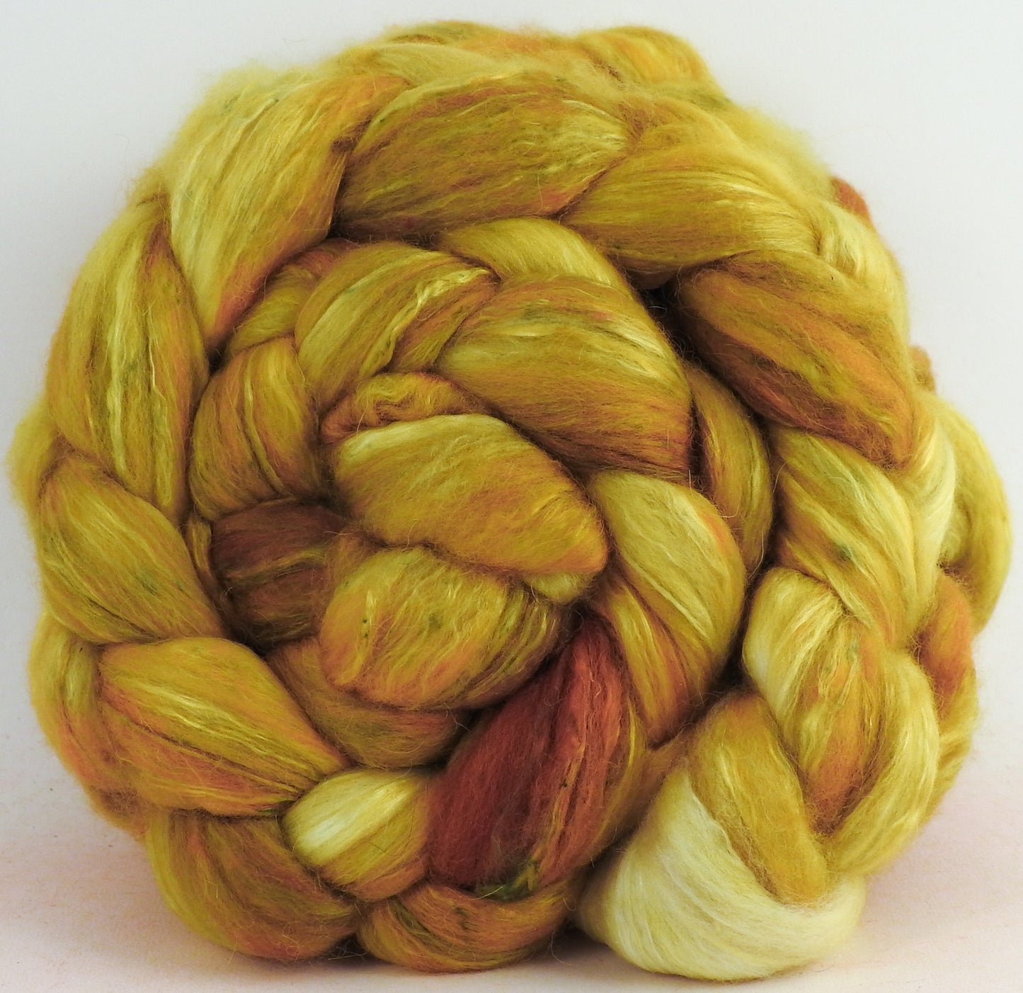 Sunflower - Batt in a Braid #5- Merino/ Camel/ silk/ faux cashmere/ firestar (25/25/25/12/12)