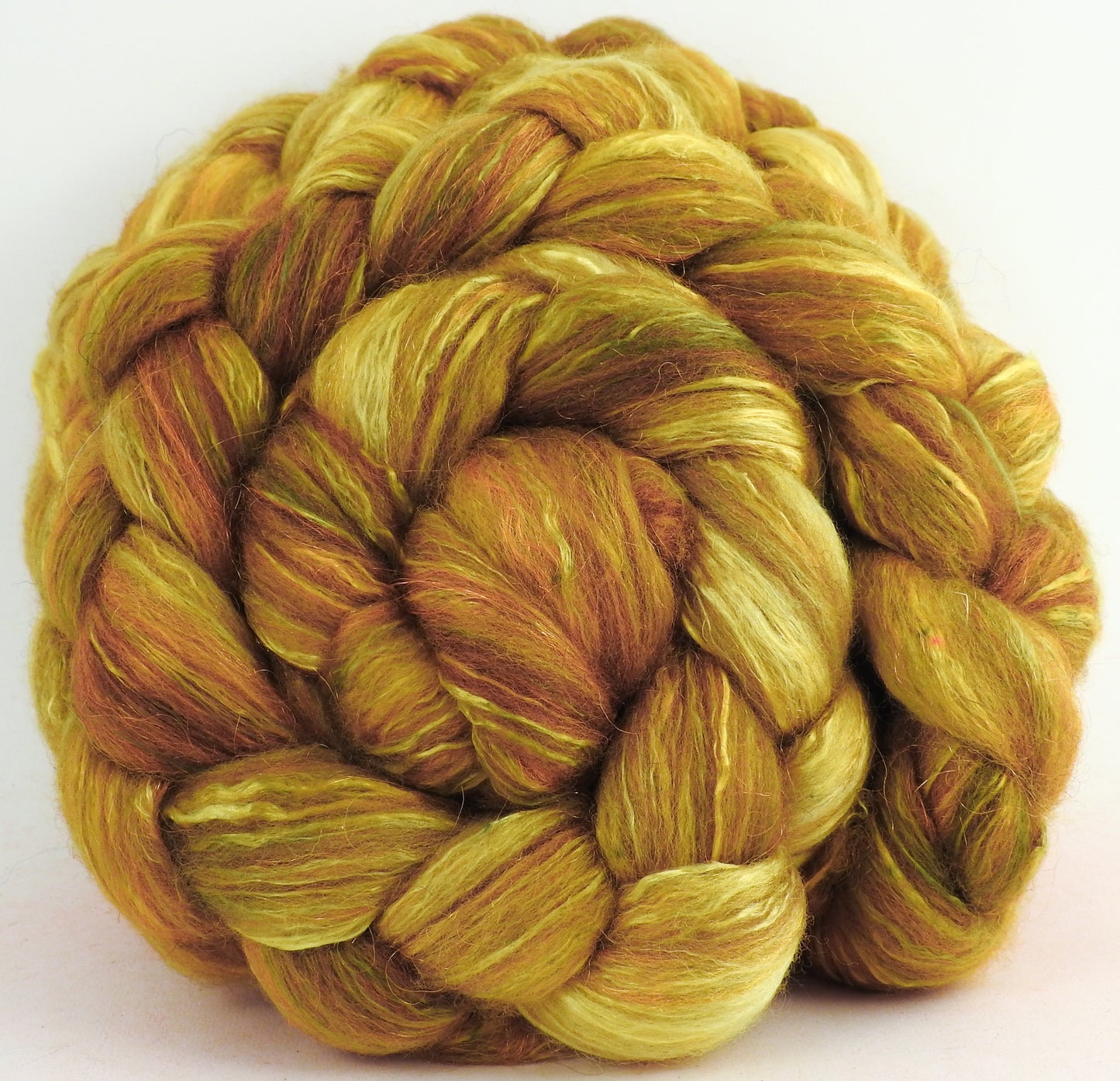 Sunflower - Batt in a Braid #7 - Polwarth/ Manx / Mulberry silk/ Firestar (30/30/30/10)