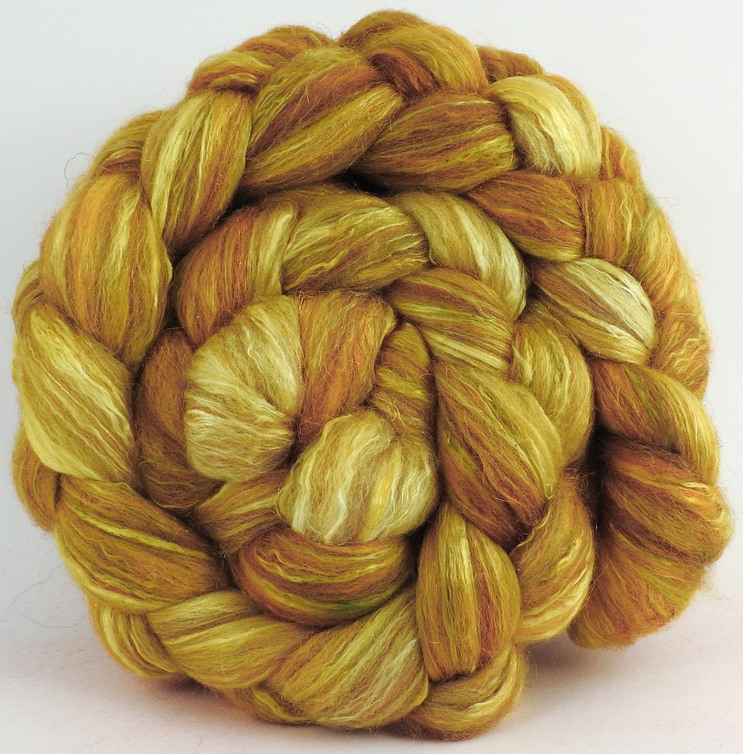 Sunflower - Batt in a Braid #7 - Polwarth/ Manx / Mulberry silk/ Firestar (30/30/30/10)