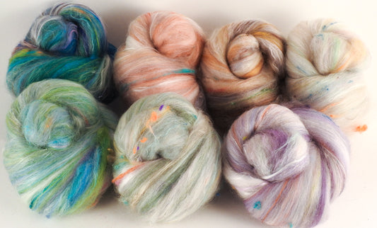 Seashells  - Non-Sparkle Sticklebatts- CAMEL, superfine merino, silk, bamboo, rambouillet, silk noil - Inglenook Fibers