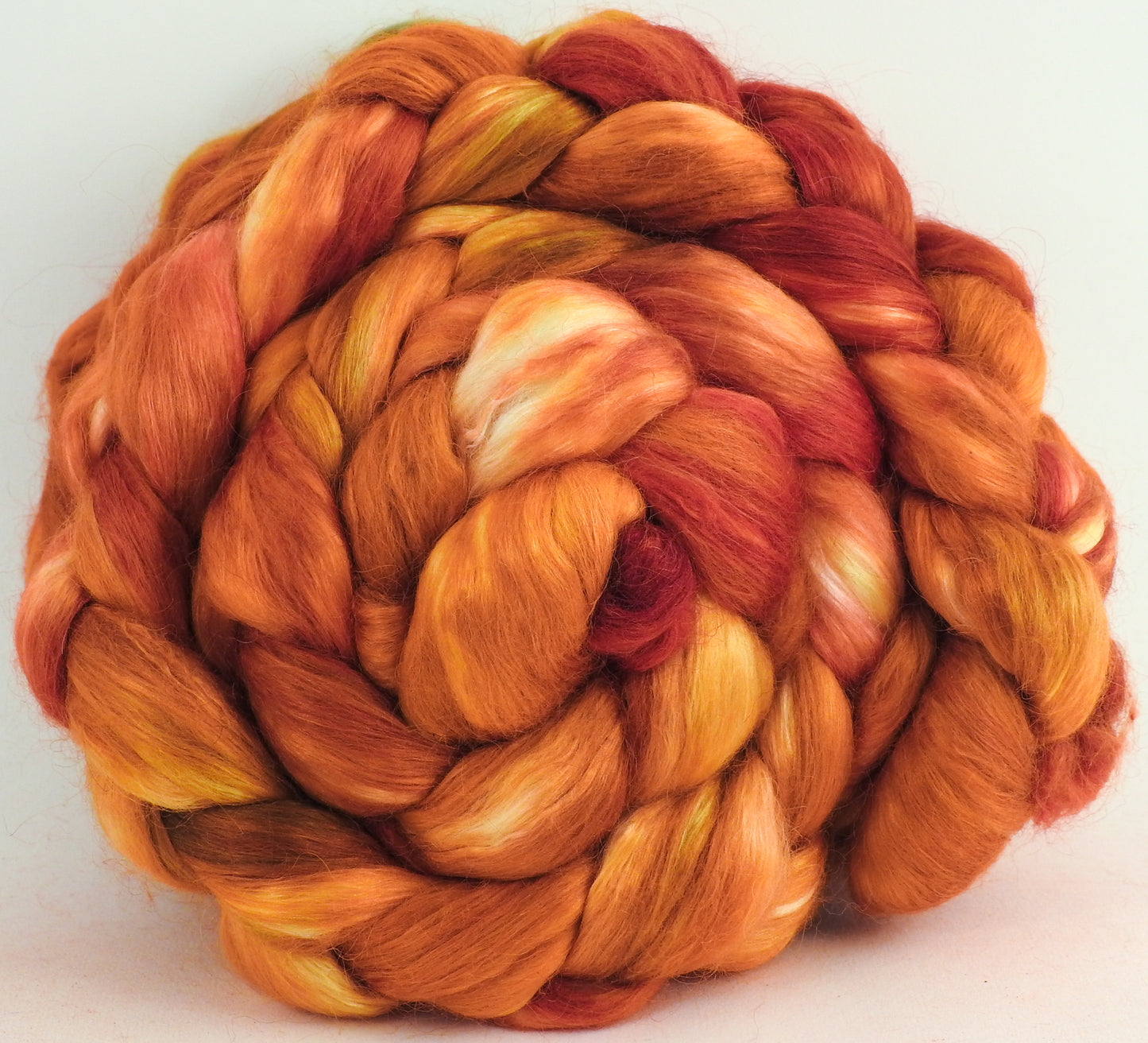 Flamethrower ( 5.8 oz.)- Hand-dyed Wensleydale/ mulberry silk roving ( 65/35)