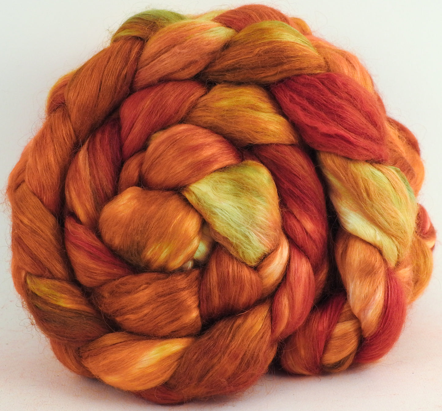 Flamethrower ( 5.8 oz.)- Hand-dyed Wensleydale/ mulberry silk roving ( 65/35)