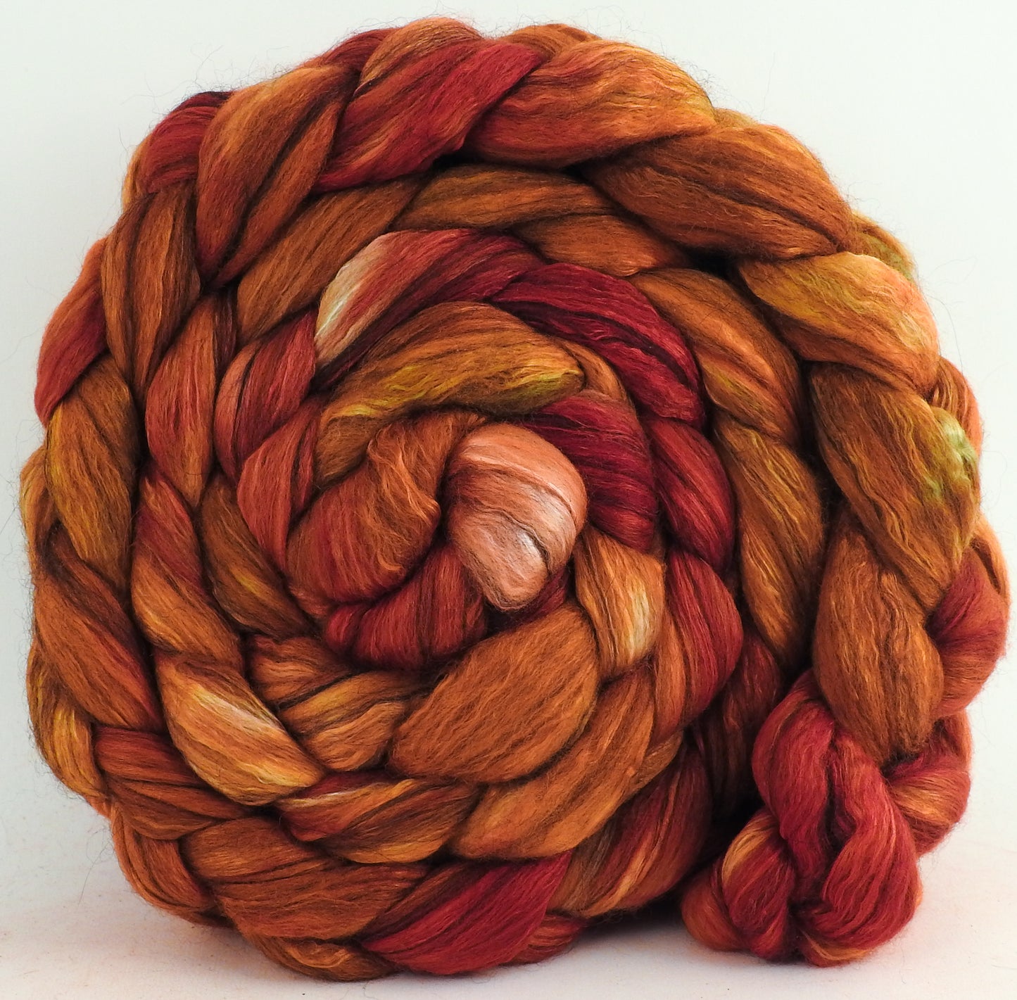 Flamethrower (5.4 oz) - Batt in a Braid #9 - Superfine Merino/ Mulberry Silk / Black Alpaca (50/40/10)