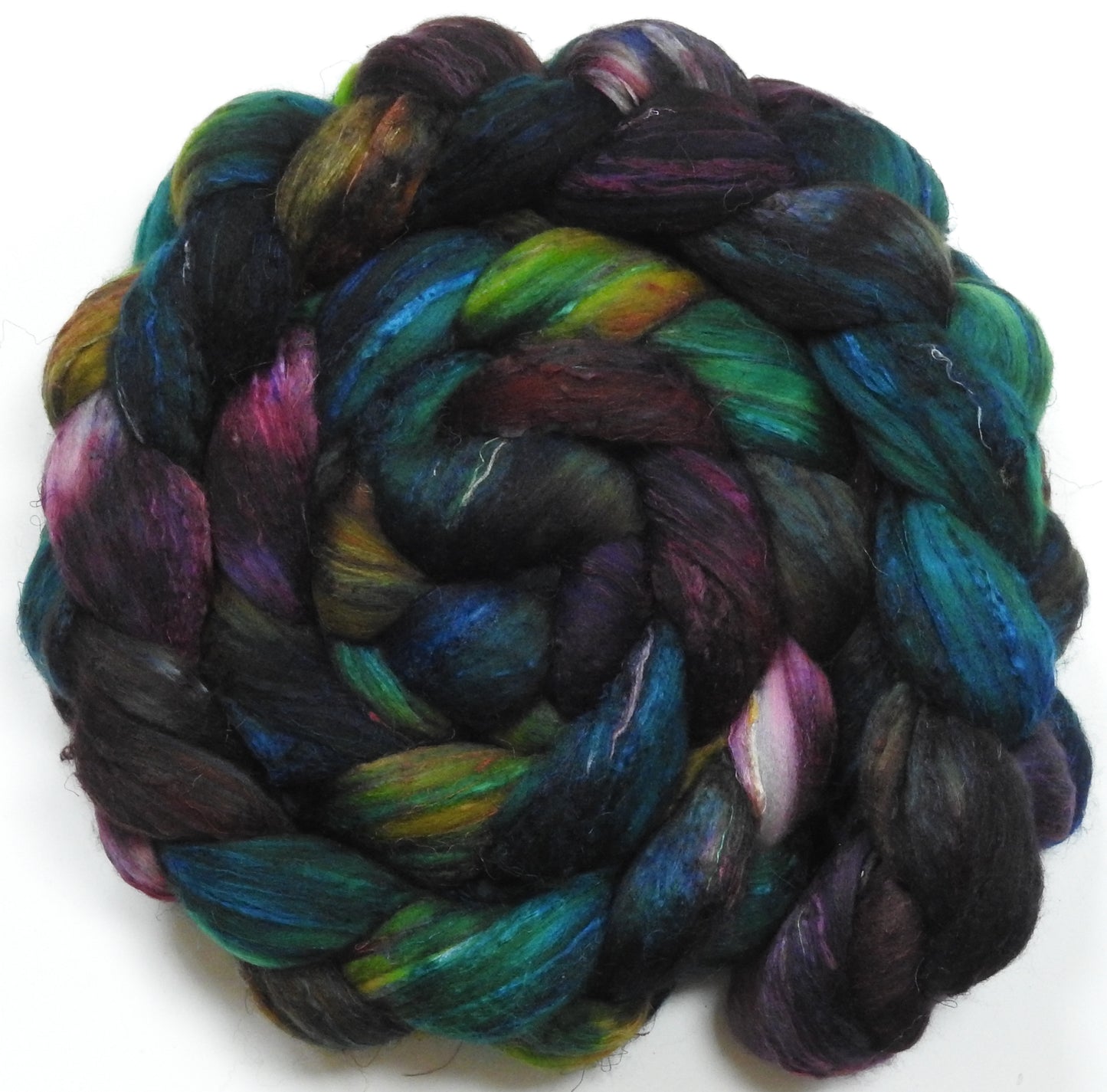 Bagpipe (5.7 oz) - Batt in a Braid #39  - Falkland Merino/ Mulberry Silk / Sari Silk (50/25/25)