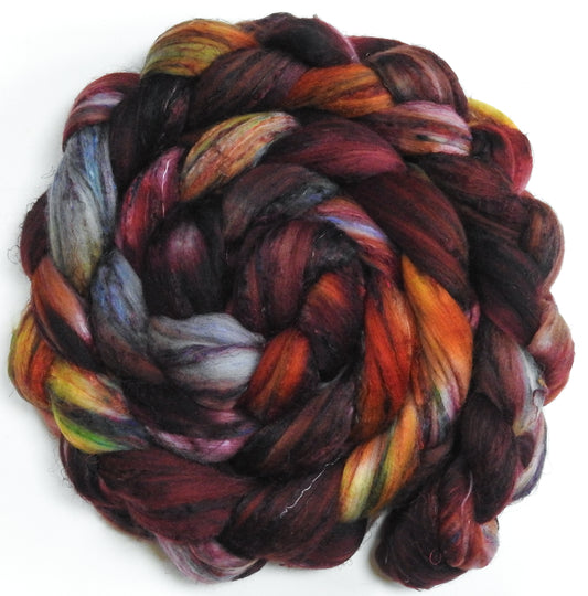 Drummer Boy (5.7 oz) - Batt in a Braid #39  - Falkland Merino/ Mulberry Silk / Sari Silk (50/25/25)