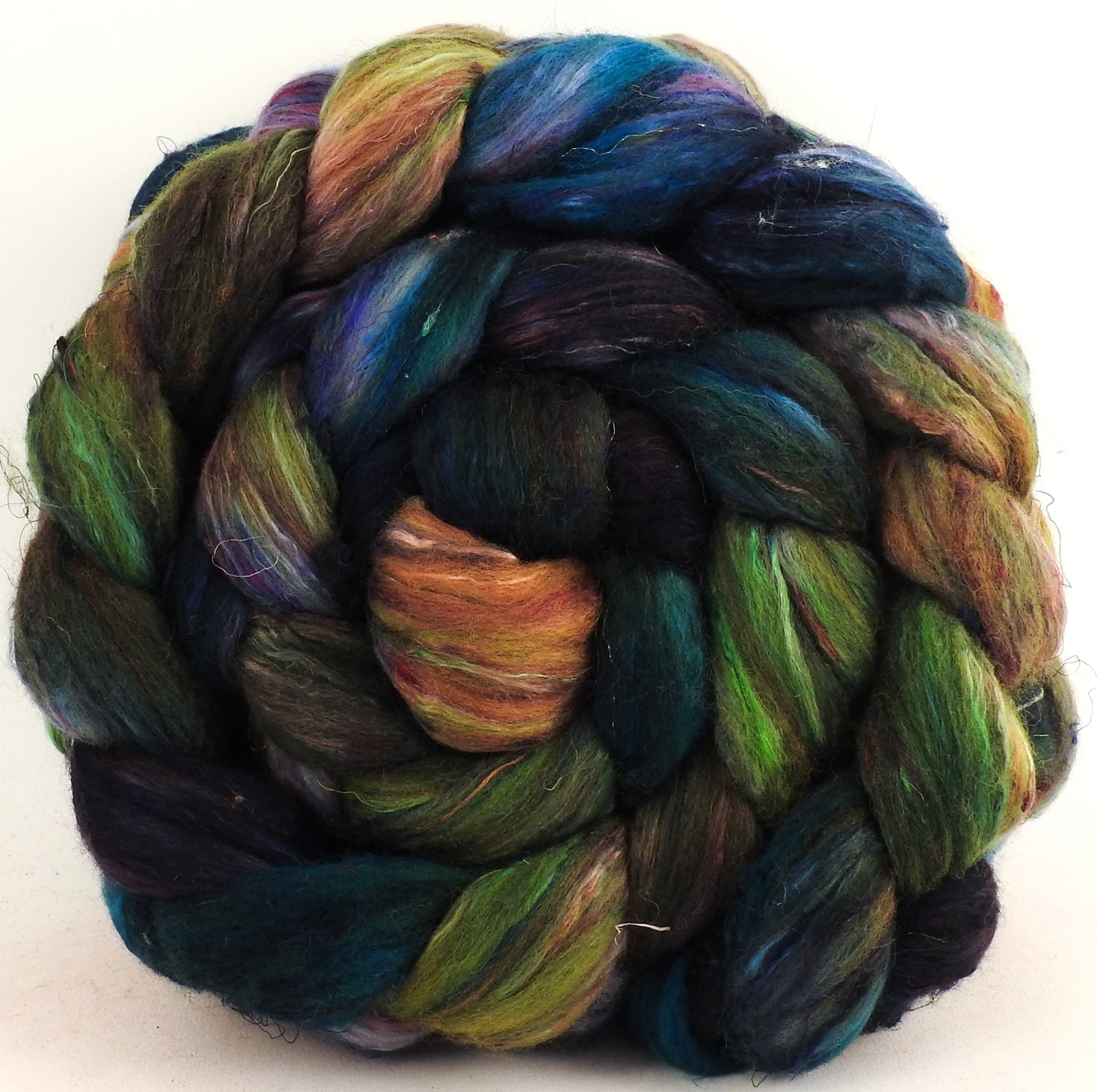 Primeval - Batt in a Braid #39 -Falkland Merino/ Mulberry Silk / Sari Silk (50/25/25)