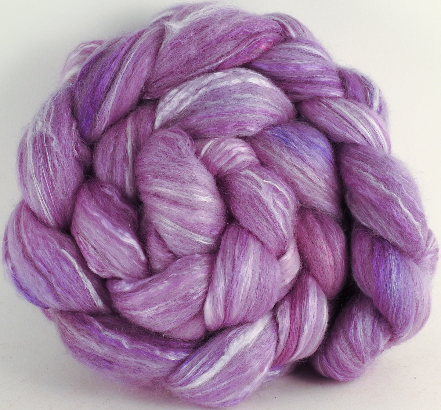 Batt in a Braid #45 - Evening Primrose (5.8 oz.) - Corriedale/Mulberry Silk/Rose Fiber (60/20/20) - Inglenook Fibers