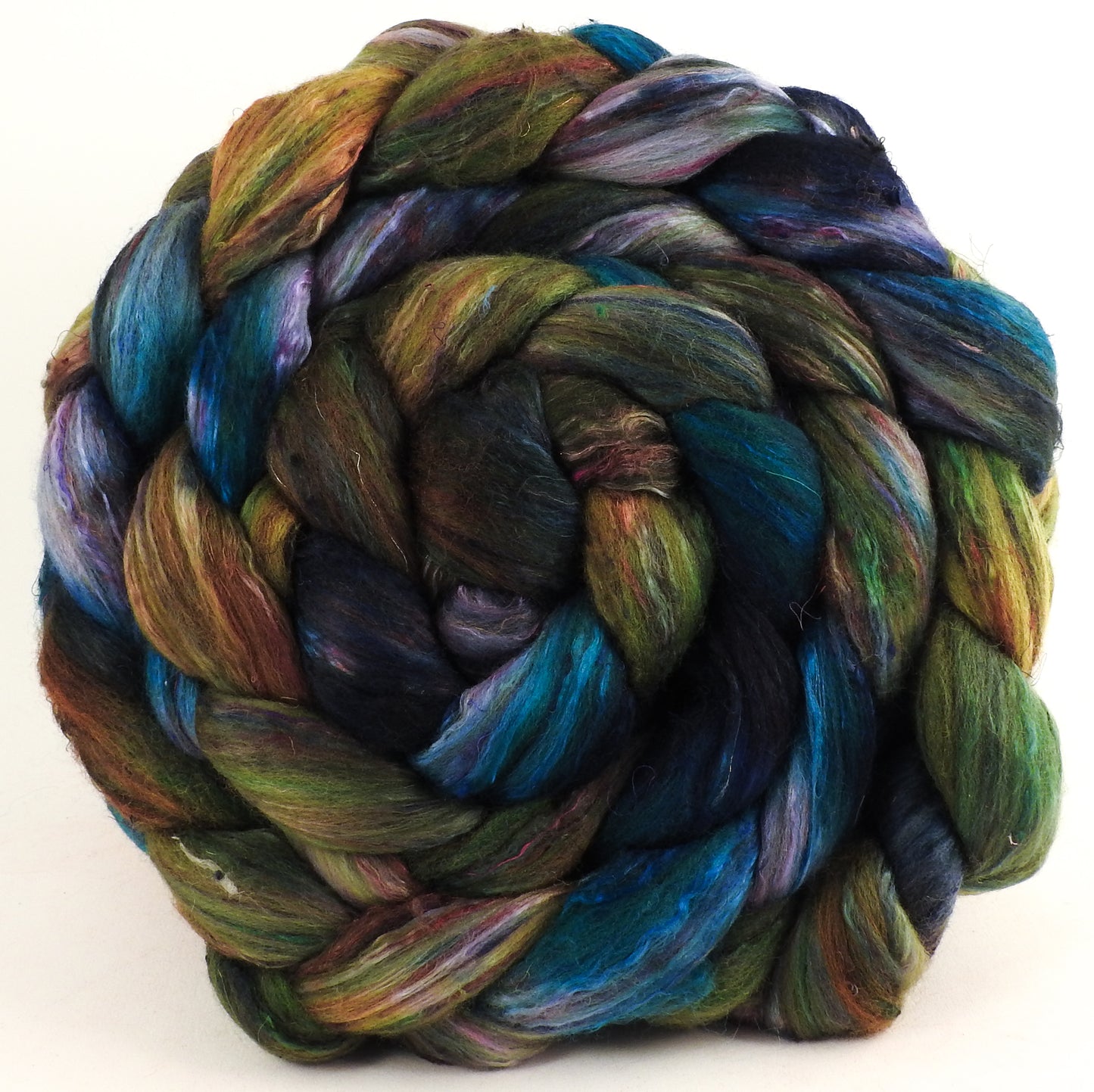 Primeval - Batt in a Braid #39 -Falkland Merino/ Mulberry Silk / Sari Silk (50/25/25)