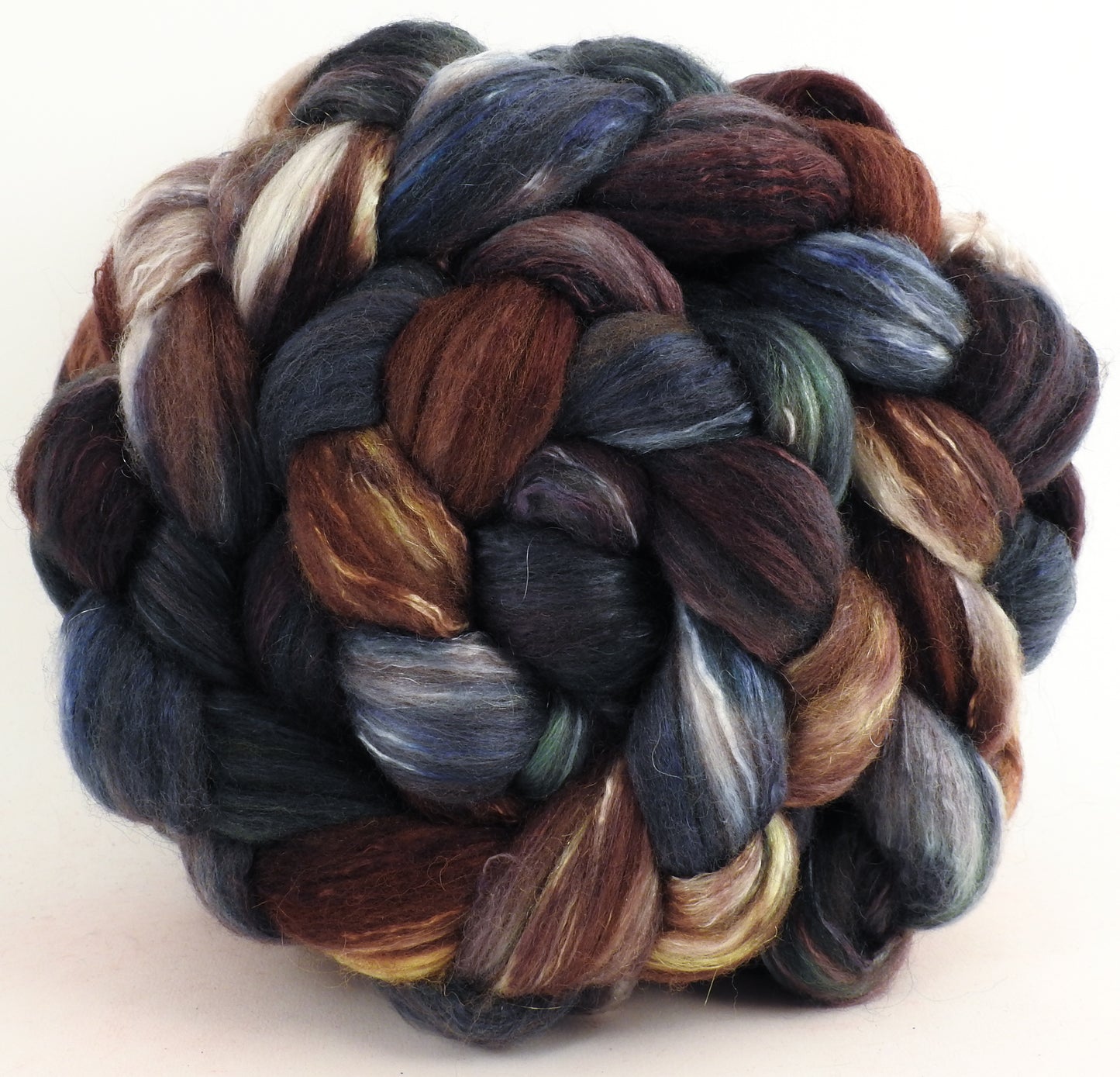 Glenstorm -(5.7 oz) Batt in a Braid #7 - Polwarth/ Manx / Mulberry silk/ Firestar (30/30/30/10)