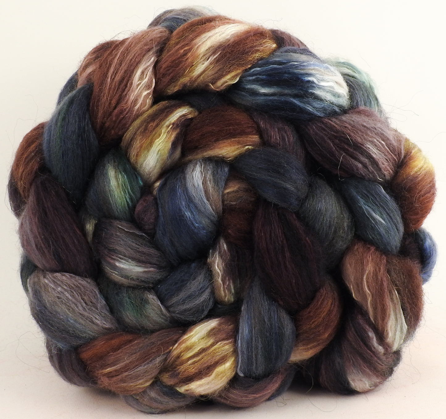 Glenstorm -(5.7 oz) Batt in a Braid #7 - Polwarth/ Manx / Mulberry silk/ Firestar (30/30/30/10)