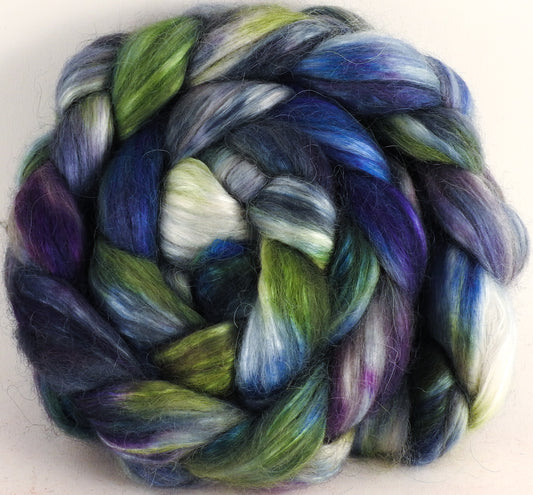 Hand-dyed wensleydale/ mulberry silk roving ( 65/35) - Hyssop - (5.3 oz.) - Inglenook Fibers