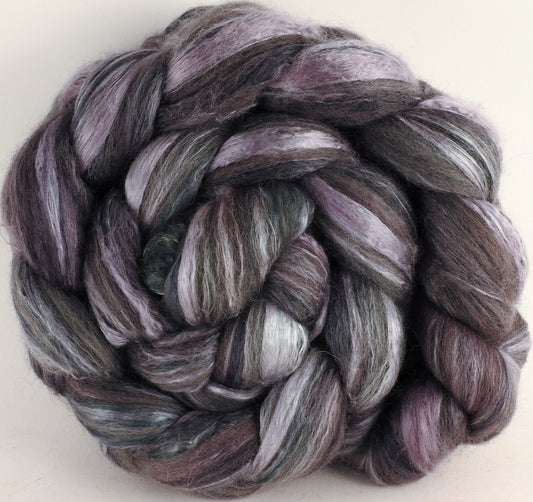 Batt in a Braid #45 - Asphalt (5.4 oz.) - Corriedale/Mulberry Silk/Rose Fiber (60/20/20) - Inglenook Fibers