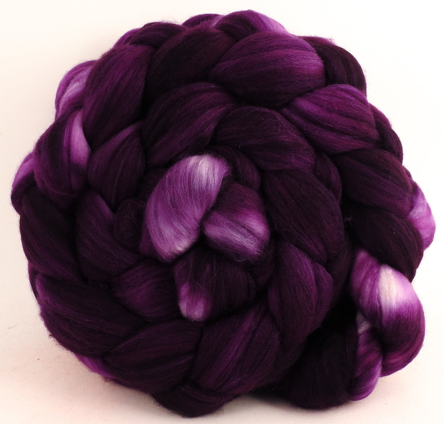 Aubergine - Batt in a Braid #35 - Sw Merino (18.5 mic) /Merino (18.5 mic) / Tussah Silk (40/40/20)