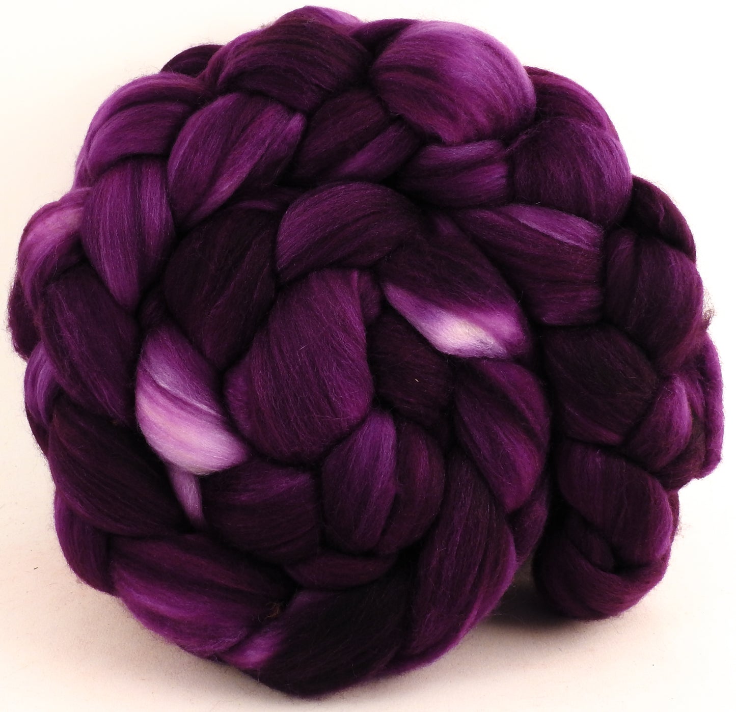 Aubergine - Batt in a Braid #35 - Sw Merino (18.5 mic) /Merino (18.5 mic) / Tussah Silk (40/40/20)