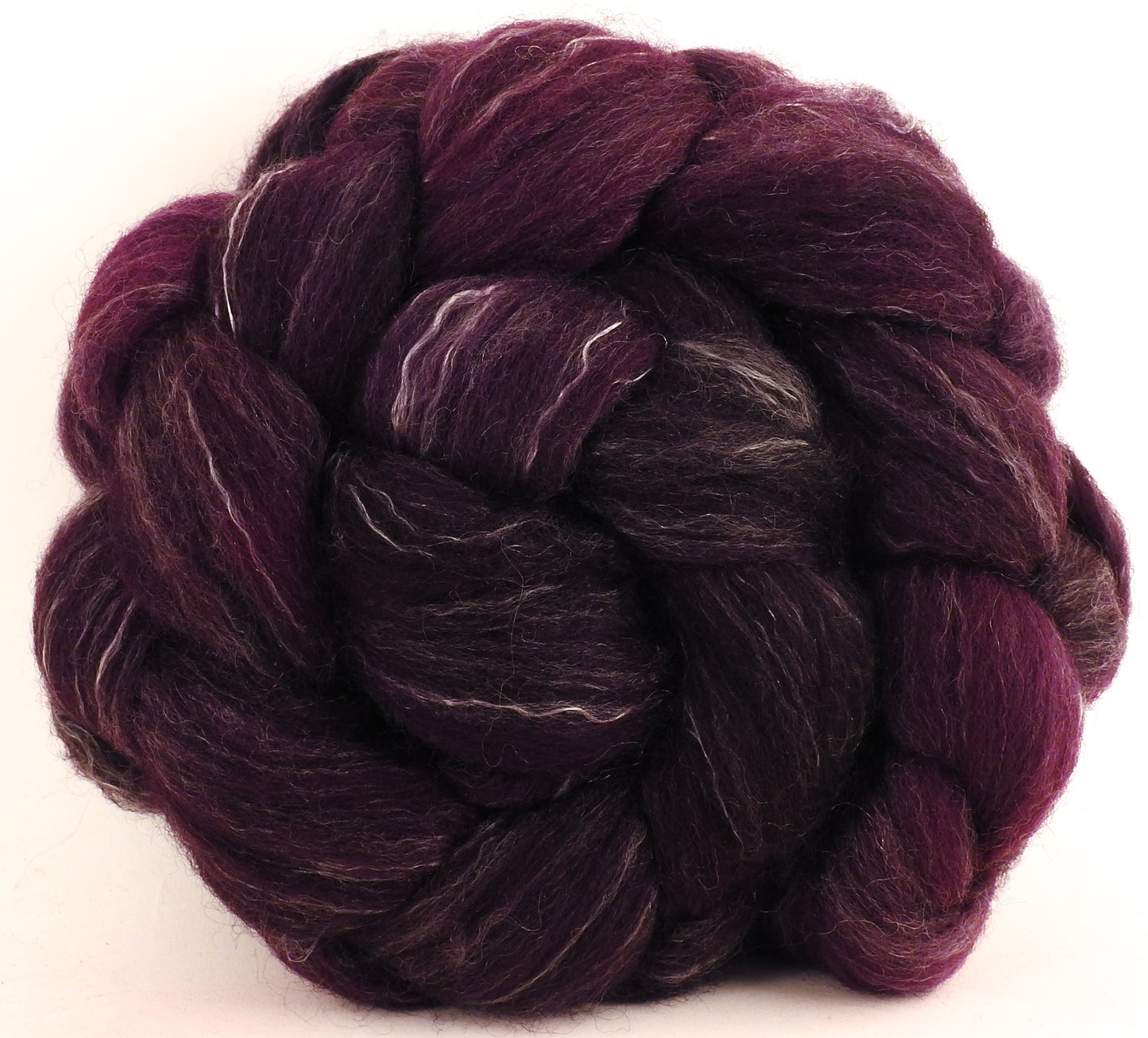 Aubergine (4.4 oz) - Batt in a Braid #50 - Cheviot /Falkland /Tencel (70/15/15)