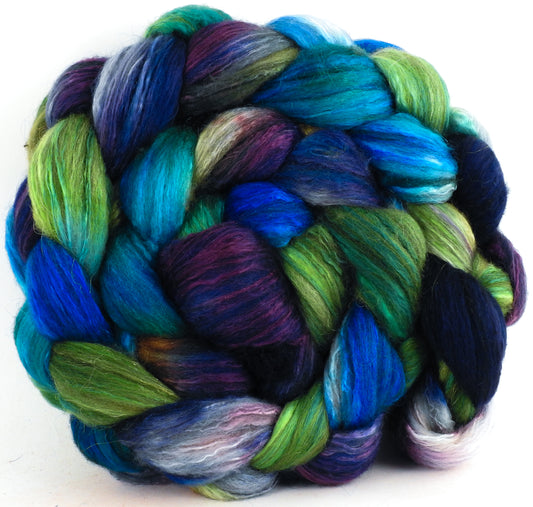 Mandarinfish -(6.5 oz) Batt in a Braid #7 - Polwarth/ Manx / Mulberry silk/ Firestar (30/30/30/10)