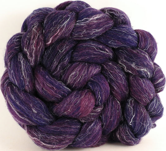 Batt in a Braid #29 - Damson Plum (5.2 oz.) - Rambouillet / Tussah / Flax (40/40/20) - Inglenook Fibers