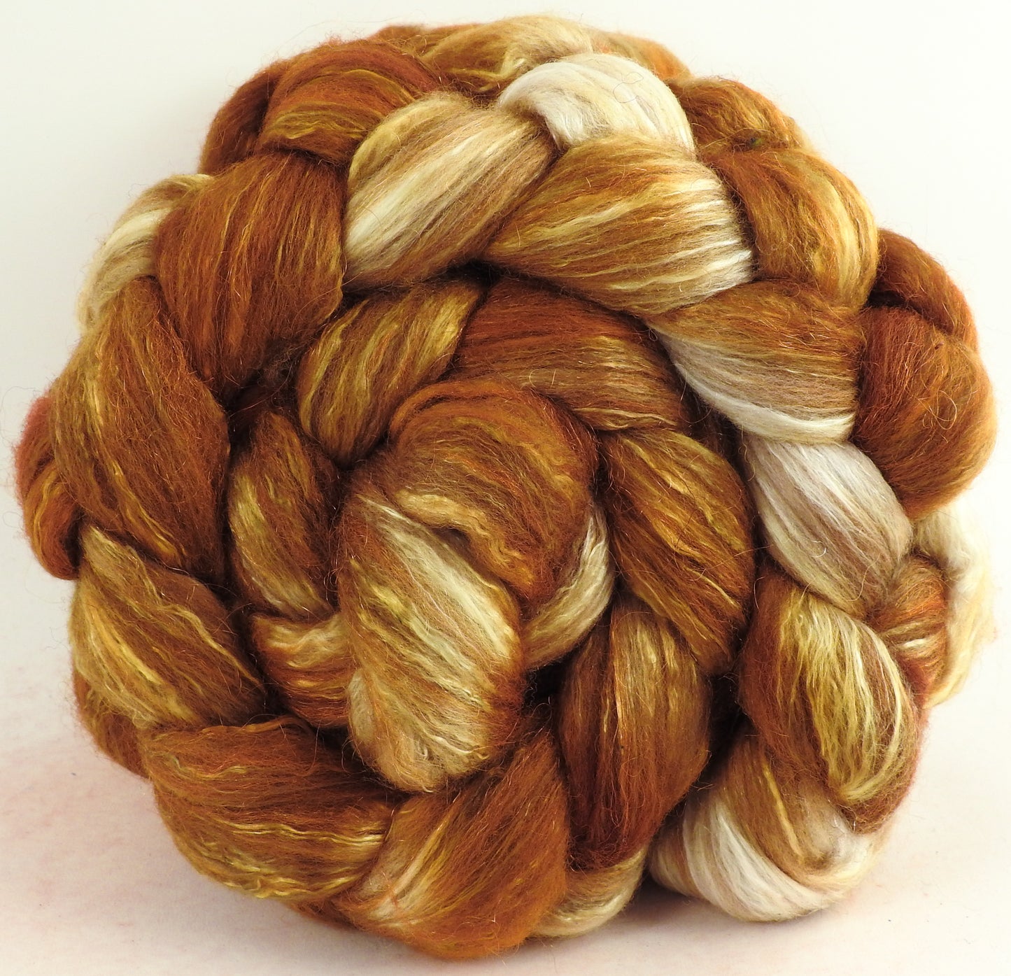 Strong Honey - (5.8 oz) Batt in a Braid #7 - Polwarth/ Manx / Mulberry silk/ Firestar (30/30/30/10)