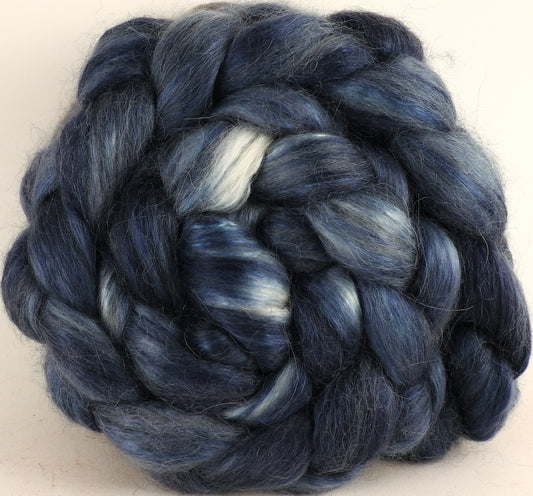 Hand-dyed wensleydale/ mulberry silk roving ( 65/35) - Porpoise - (5.4 oz.) - Inglenook Fibers