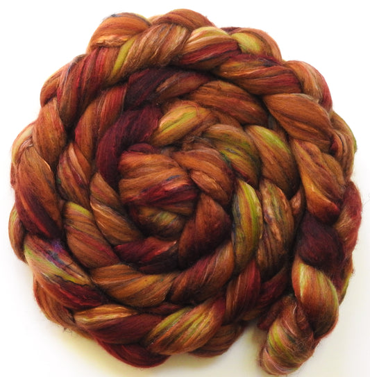 Kimchi (5.7 oz) - Batt in a Braid #39  - Falkland Merino/ Mulberry Silk / Sari Silk (50/25/25)