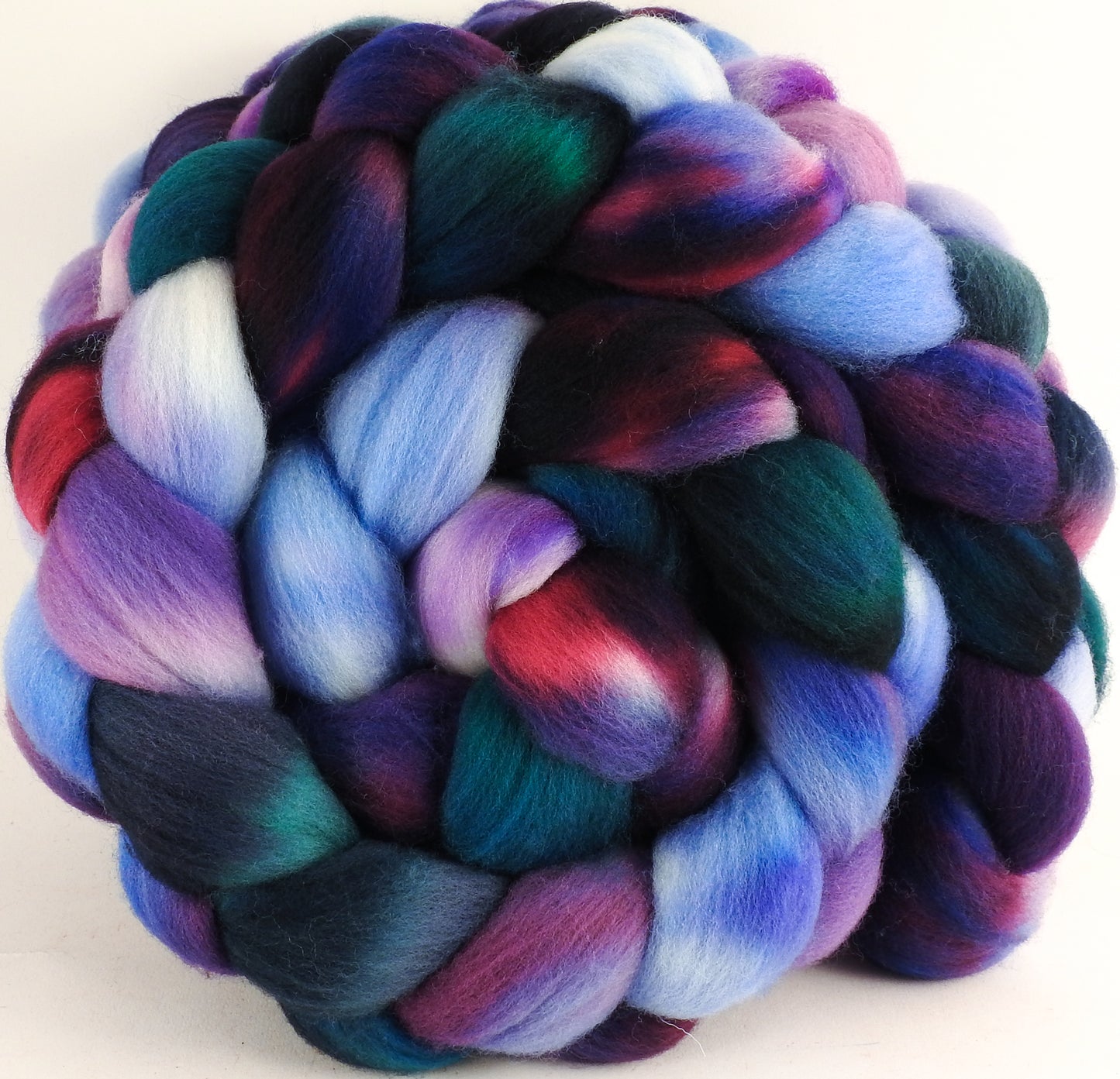 Hand dyed top for spinning - Hyacinths - (5.3 oz.) Organic Polwarth - Inglenook Fibers