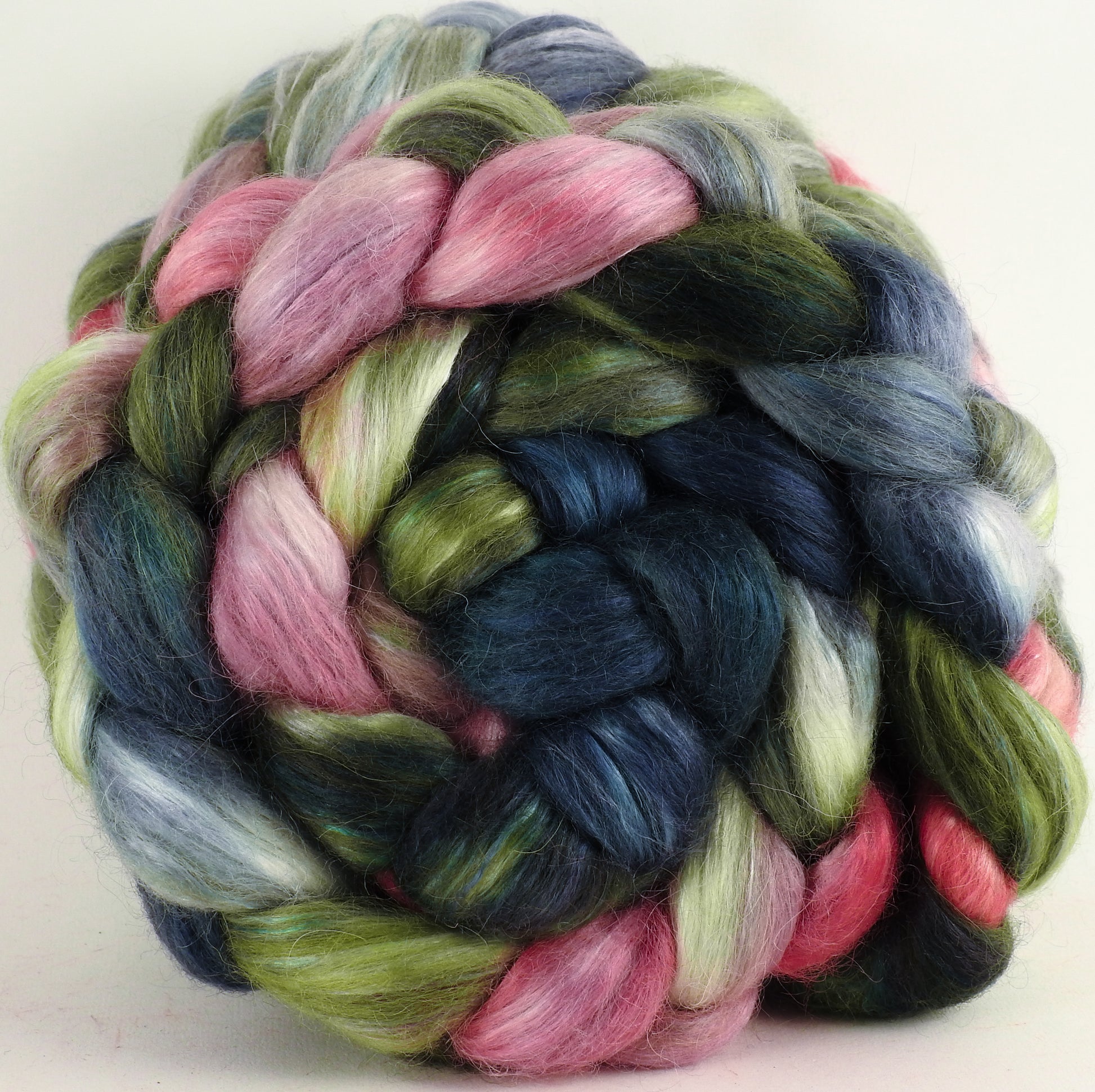 Hand-dyed wensleydale/ mulberry silk roving ( 65/35) - Lotus - (5.1 oz.) - Inglenook Fibers