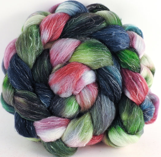 Batt in a Braid #29 - Lotus -(5.2 oz.) Rambouillet / Tussah / Flax (40/40/20) - Inglenook Fibers