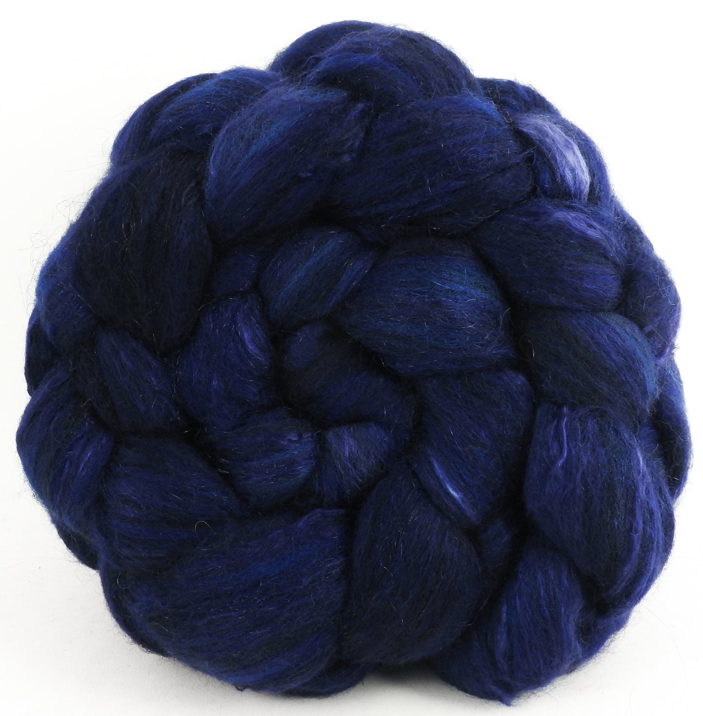 Inky - Batt in a Braid #7 - Polwarth/ Manx / Mulberry silk/ Firestar (30/30/30/10)