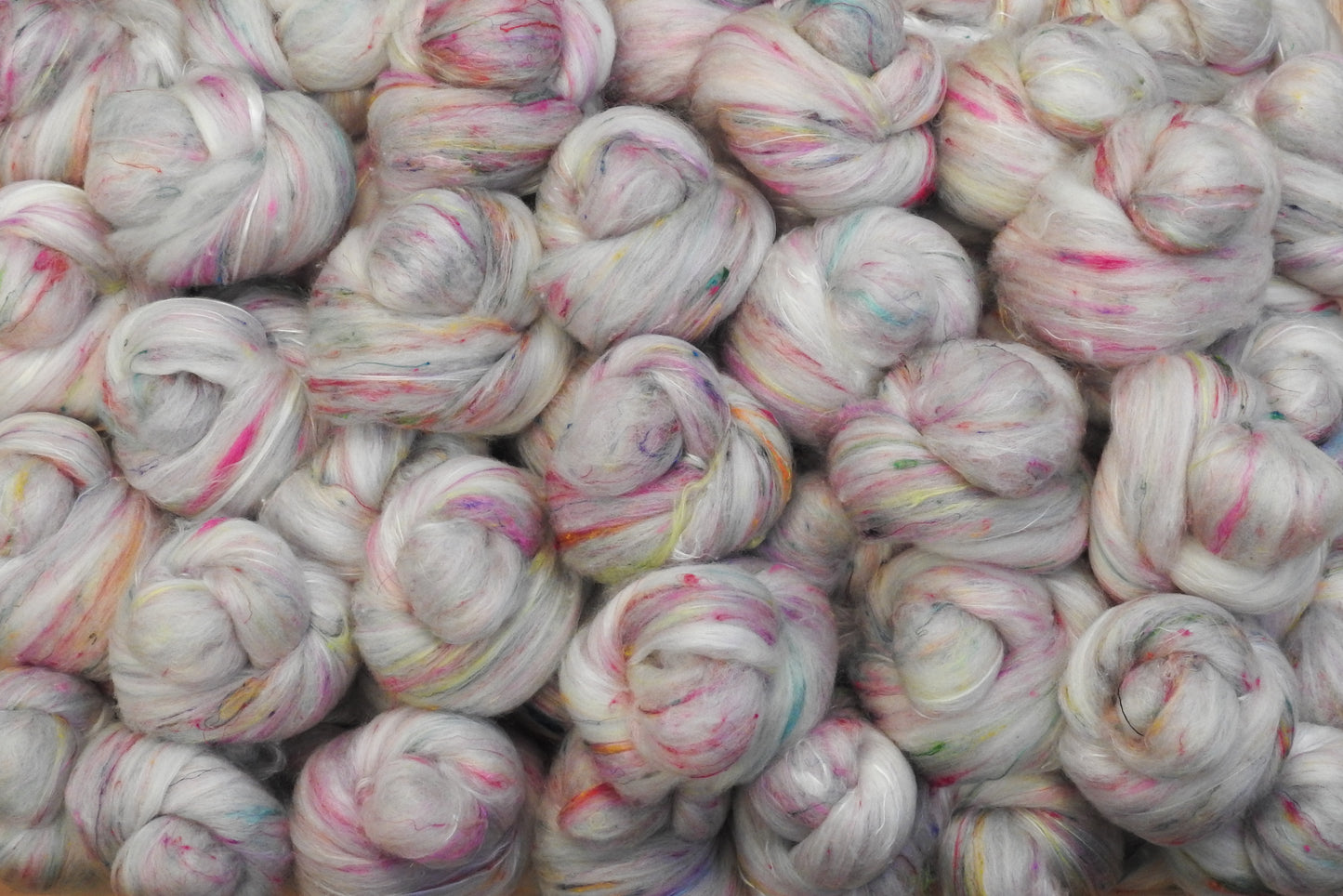 Rose Water Non-Sparkle Sticklebatts -30% Corrie fleece; polwarth, merino, silk, 10% Pearl Fiber, Sari Silk