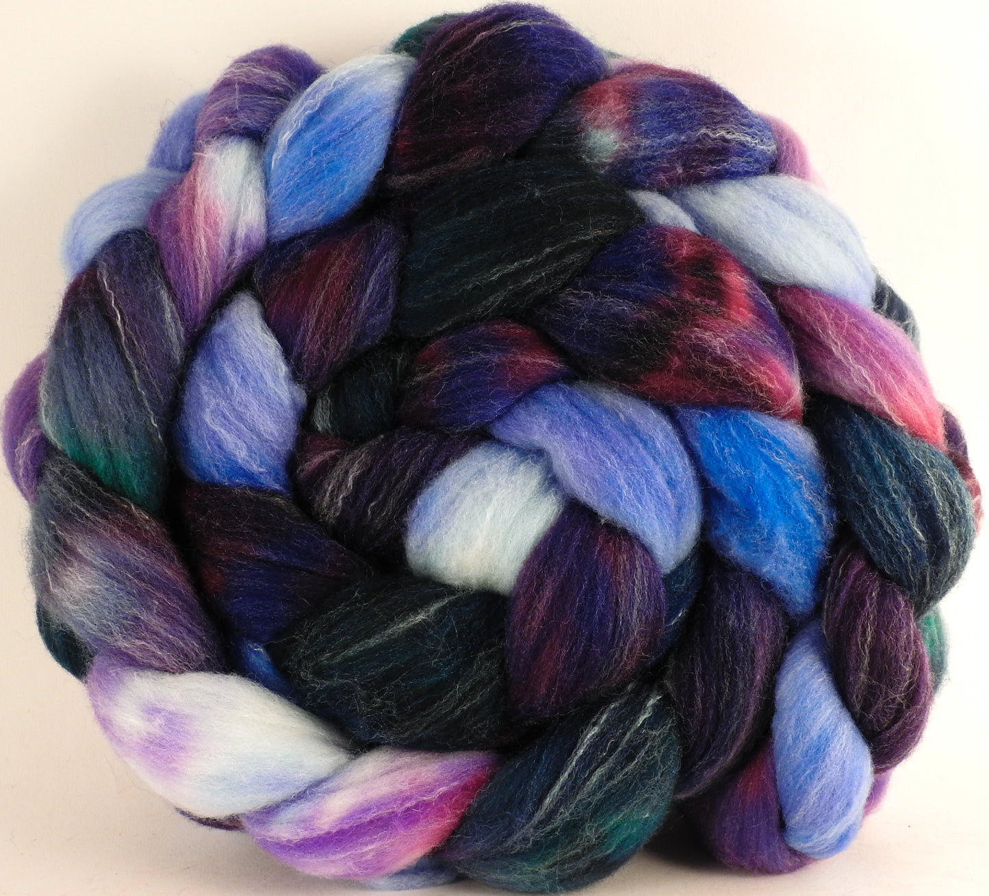 Hand dyed top for spinning - Hyacinths - Targhee/silk/ bamboo (80/10/10) - Inglenook Fibers