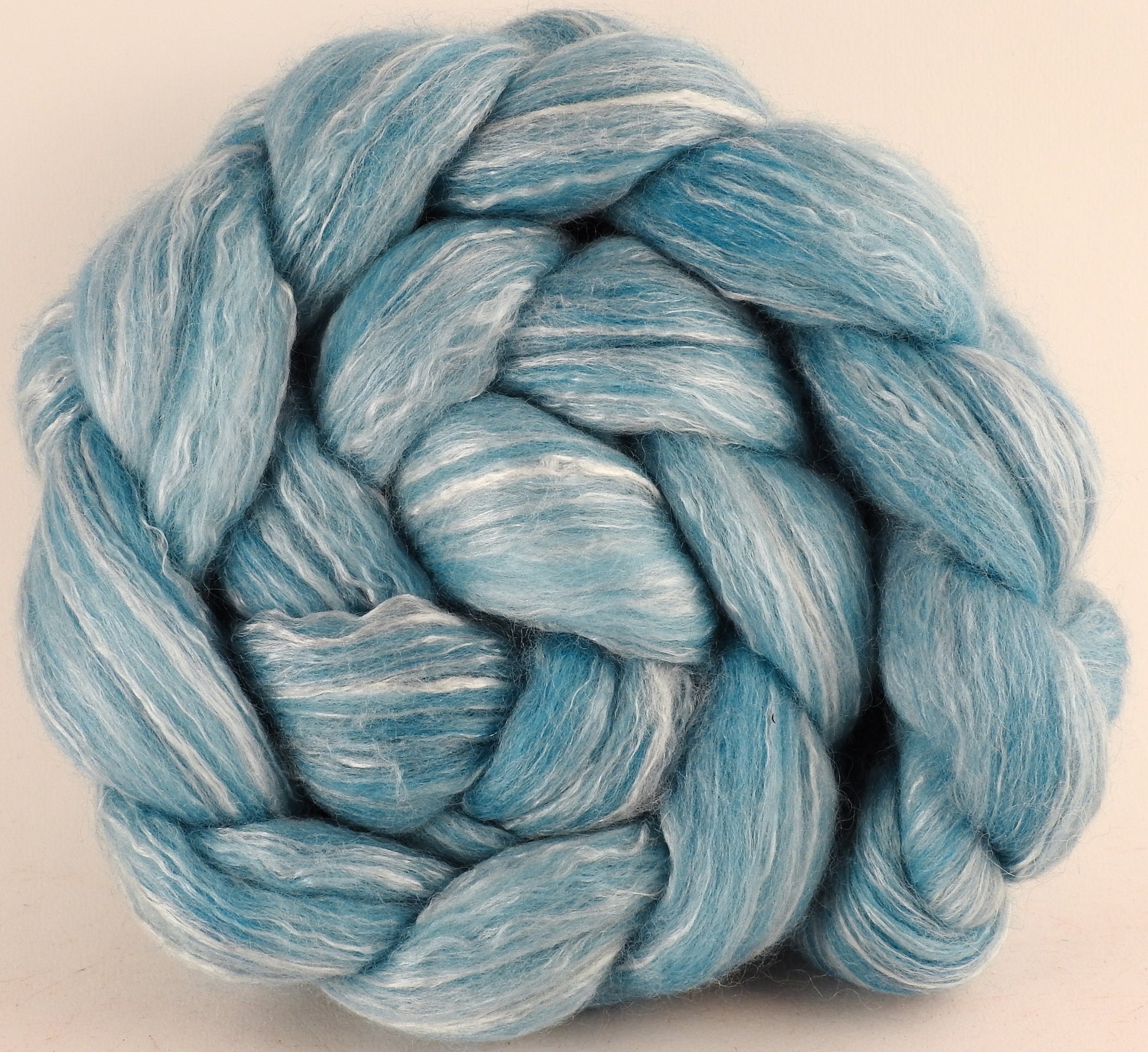 Batt in a Braid #45 - Saxon Blue (4.7 oz.) - Corriedale/Mulberry Silk/Rose Fiber (60/20/20) - Inglenook Fibers