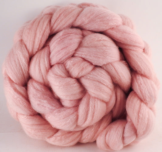 Hand dyed top for spinning -Cochineal- Organic Polwarth / Tussah silk (80/20)-4.8 oz. - Inglenook Fibers